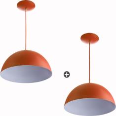 Imagem de Kit 2 Lustres Pendente Meia Lua 40Cm Alumínio Cobre