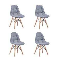 Imagem de Kit 4 Cadeiras Charles Eames Botonê Eiffel Wood Estofada Couro Trato