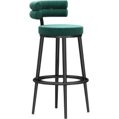 Imagem de Banqueta de bar familiar Banqueta alta Balcão de veludo Banquetas de bar estofadas Banqueta de bar alta com altura de assento de 25,6" Cadeiras de bar para ilha de cozinha Pub Verde 2 unidad