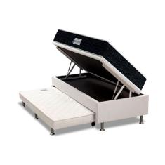 Imagem de Cama Box Baú c/Auxiliar Solteiro: Colchão Espuma Probel D33 / ep ProDormir Advanced Tech1500 + Base crc Courano White(88x188)