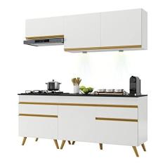 Imagem de Armário de Cozinha Compacta 190cm com Leds Veneza Up Multimóveis V2030 Branco/dourado