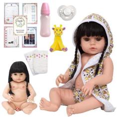 Imagem de Boneca Reborn Morena Linda Saída De Banho Girafa Acessórios - Cegonha