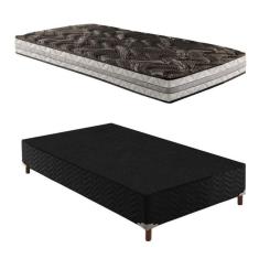 Imagem de Box Solteiro Íris 42x88x188cm com Colchão Solteiro Unique D33 Plus Duoface 16x88x188cm Preto Elegancy