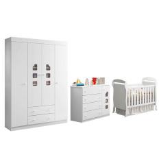Imagem de Dormitório Infantil Lívia Guarda Roupa, Cômoda e Berço Danny - Phoenix Baby Branco