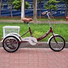 Imagem de Triciclo adulto ao ar livre, bicicleta de três rodas de 40,6 cm com cesta de compras, bicicleta triciclo para idosos, mulheres, homens, triciclos, recreação, compras, piquenique, ciclismo, pedalada