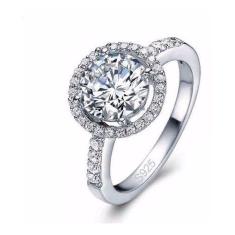Imagem de Anel Feminino Banhado A Ouro Branco Diamante Cz Compromisso - Judith J