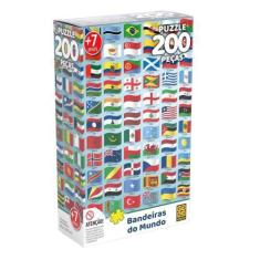 Imagem de Brinquedo Infantil Quebra-Cabeça Puzzle Bandeiras do Mundo 200 Peças G