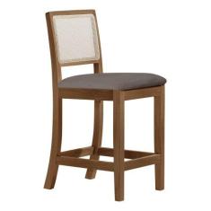 Imagem de Banqueta Alta Luxo em Tela Sextavada Assento Estofado Veludo Cinza Rub