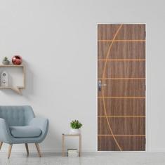 Imagem de Kit Porta De Madeira Decorada 215x65cm Com Batente De A o 06c