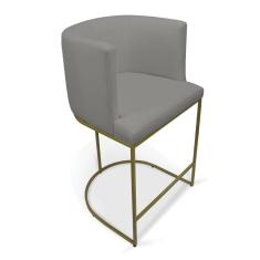 Imagem de Banqueta Paola Linho Base Metálica Dourada - D'rossi Cor A26 Grafite