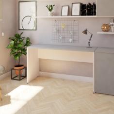 Imagem de Mesa para Escritório 170cmx47cm 25mm Bramov Móveis Branca/Cinza Cristal