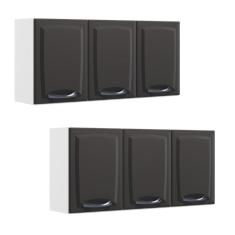 Imagem de Kit 2 Armários Aéreos Multiuso Itatiaia Aço 3 Portas New Premium Cozinha E Área De Serviço Grafite