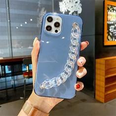 Imagem de Pulseira de pulso cristal transparente de luxo com caixa de telefone para iPhone 11 13 14 Pro XR Xs Max 12mini SE2 6 7 8 Plus Capa de silicone macio, azul, para iPhone 12 Pro