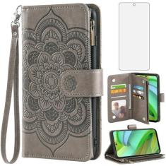 Imagem de Asuwish Capa de celular para Motorola Moto G Power 5G 2023 capa carteira com protetor de tela de vidro temperado e flor de couro flip porta-cartão de crédito suporte fólio acessórios para celular