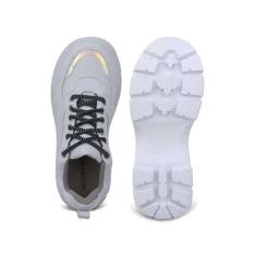 Imagem de Tênis Feminino Branco Sneaker Plataforma Estilo Blogueira Casual - Riz