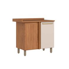 Imagem de Módulos de Cozinha Henn Requinte Balcão c/ Tampo Requinte Canto Reto c/ 1 Porta 84cm Nature/Areia-Henn
