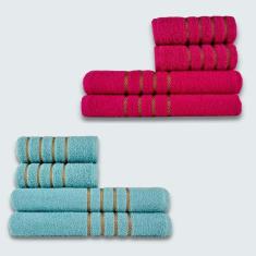 Imagem de Jogo De Toalhas 8 Pe? A Cole??O Montreal 100% Algod? O Rosa + verde