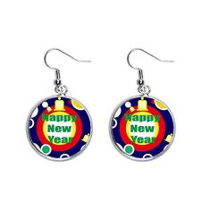 Imagem de Brinco feminino com pingente de prata Happy New Year Wishes