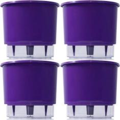 Imagem de Vaso Raiz Autoirrigavel Médio N3 Roxo Flores Kit 4 Unidades