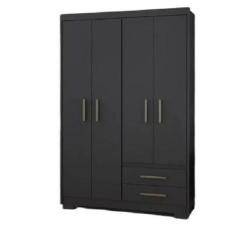 Imagem de Guarda Roupa Casal 4 Portas 2 Gavetas Com Pés Primacy Preto - Batrol