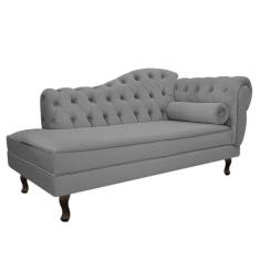 Imagem de Divã Recamier Juliana Lado Esquerdo 120cm Suede Cinza - Amarena Móveis