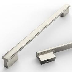 Imagem de Asidrama Pacote com 10 puxadores de armário de cozinha de níquel acetinado escovado, 228 mm, puxadores de armário de cozinha para puxadores de gaveta de armário