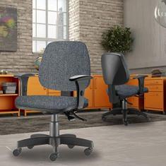 Imagem de Kit 03 Cadeiras de Escritório Giratória Executiva Ergonômica Job L02 Linho Chumbo - Lyam Decor