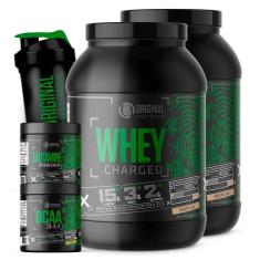 Imagem de Combo 2x Whey Charged + Glutamina + Bcaa + Shaker - Original Nutrition-Unissex