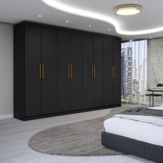 Imagem de Guarda-Roupa Casal Odisseia 8 Portas 4 Gavetas Preto - Panorama Móveis