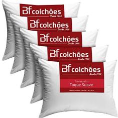 Imagem de Kit 5 Travesseiro Antialérgico Lavável Macio Fibra 50x70cm Bf Colchoes