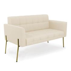 Imagem de Sofá Namoradeira 2 Lugares Base Pé De Ferro Dourado Elisa Linho D03 - D'rossi Cor A19 Bege