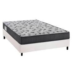 Imagem de Cama Box Viúva: Colchão Espuma Ortobom D33/EP Fort Tech ISO 100 + Base CRC Courano White(128x188)