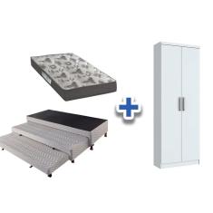 Imagem de Cama Box Solteiro c/ 2 Aux + Armário Multiuso Margarida Branco