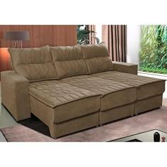 Imagem de Sofá Retrátil e Reclinável 2,25m Cama Inbox Canadá com Molas Velusoft Castor