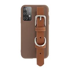 Imagem de Pulseira de couro capa de silicone para Samsung Galaxy A13 A23 A33 A53 A73 4G 5G Capa fosca para telefone de pulso, castanho-avermelhado, para A13 5G