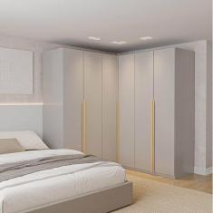 Imagem de Guarda-roupa Modulado de Canto 3 Peças 6 Portas Jade Cabecasa Madeiramadeira Cinza Urbano