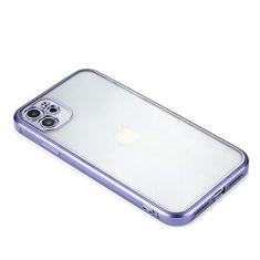Imagem de Capa transparente com moldura quadrada luxuosa para iPhone 12 11 Pro Max Mini XS XR X 7 8 Plus SE 2 Capa de silicone macio transparente fosco, roxa, para iPhone 11Pro Max