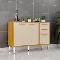 Imagem de Balcão para Cozinha 2 Portas 3 Gavetas Isis Cinamomo/off White
