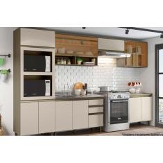 Imagem de Kit de Cozinha Completa 8 Peças Connect (3 Armários + 2 Balcões + 1 Paneleiro + 2 Complementos) C8P13 Duna/Cristal - Henn