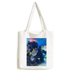 Imagem de Bolsa de lona com imagem de natureza de peixe oceano, bolsa de compras casual