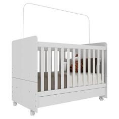 Imagem de Berço Americano 3 em 1 com Colchão Incluso e Rodízios Bambino Multimóveis Branco