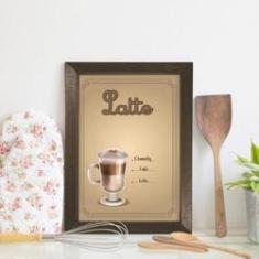 Imagem de Quadro Decorativo Cozinha Café Latte 33x43cm Moldura Marrom