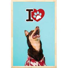Imagem de Quadro Decorativo Eu Amo Cachorro Decore Pronto Multicor Pequeno 20x30cm