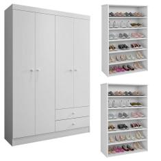 Imagem de Guarda Roupa Louise com 02 Sapateiras Laís Branco Brilho - ajl