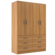Imagem de Guarda Roupa Treviso Evidencia Solteiro 4 Portas 6 Gavetas Cor Cinamom