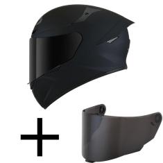 Imagem de Capacete KYT TT Course Plain Preto Fosco Mais Viseira Fumê