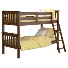 Imagem de Beliche Solteiro Juvenil com Escada Móvel Joy P05 Castanho Acetinado -