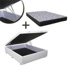 Imagem de Base Box Baú Casal Sintético Branco (30x138x188) + Colchão de Espuma I
