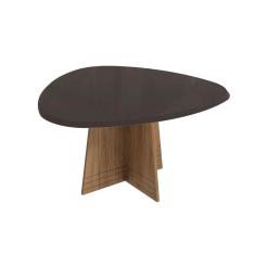 Imagem de Mesa p/ Cozinha Lótus c/ Tampo Madeirado c/ Vidro 105x135cm Nogueira/Preto fosco/Vidro preto - Kappesberg