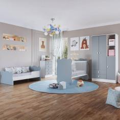 Imagem de Quarto de Bebê Completo Bambino 3 Portas 6 Gavetas Azul - Percasa